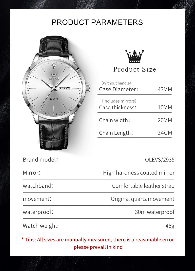 OLEVS classic leather men's eatch