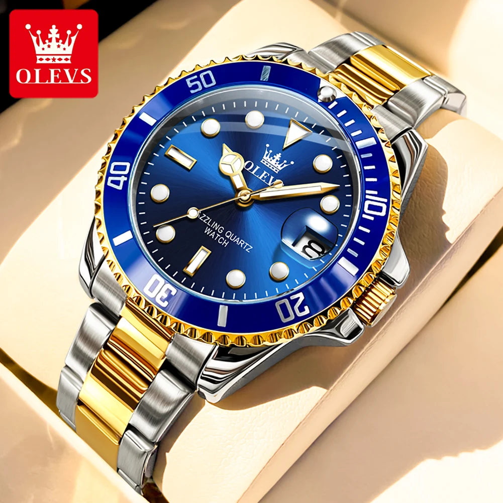 olevs luxury men's quartz waterproof eatch