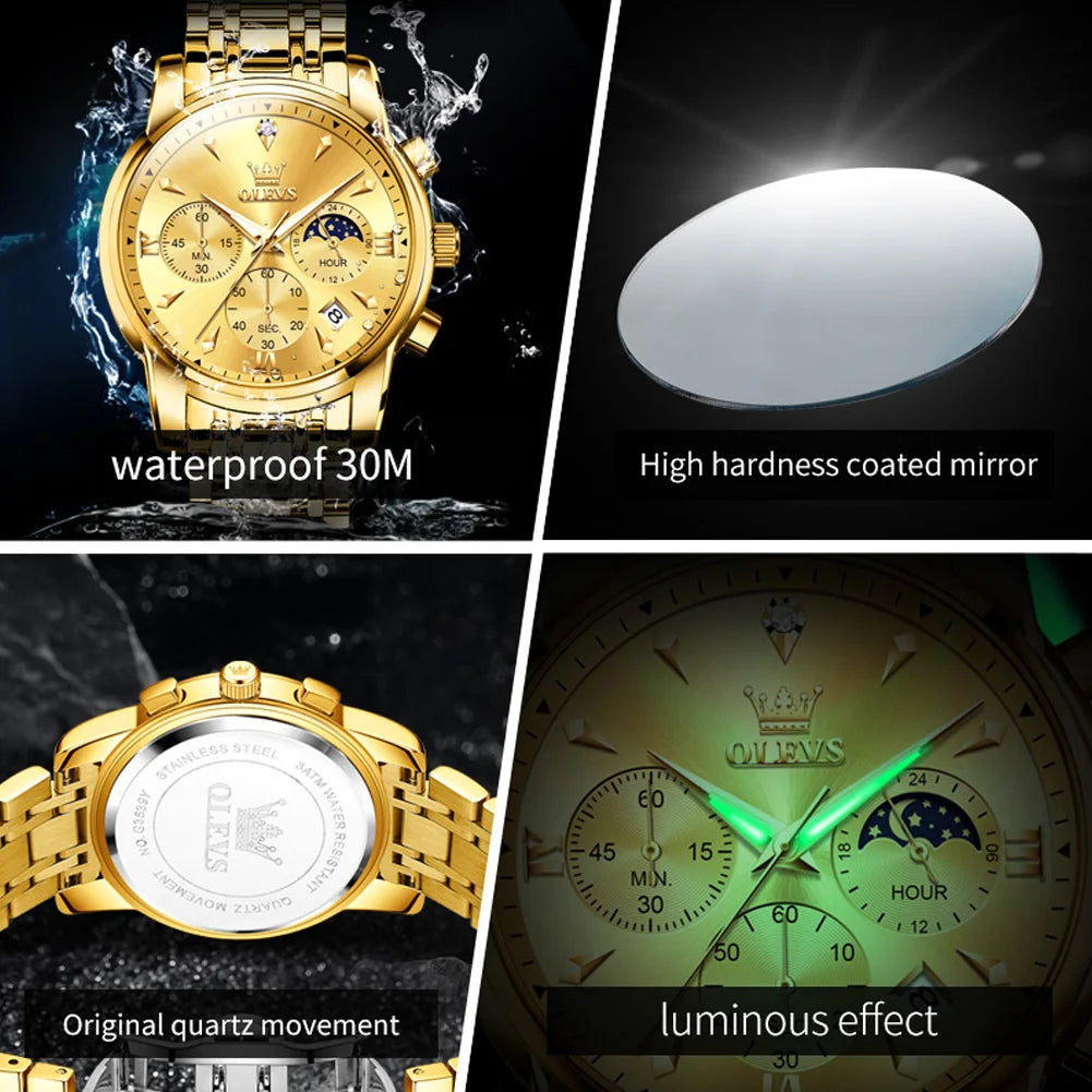 olevs luxury chronograph men's watch
