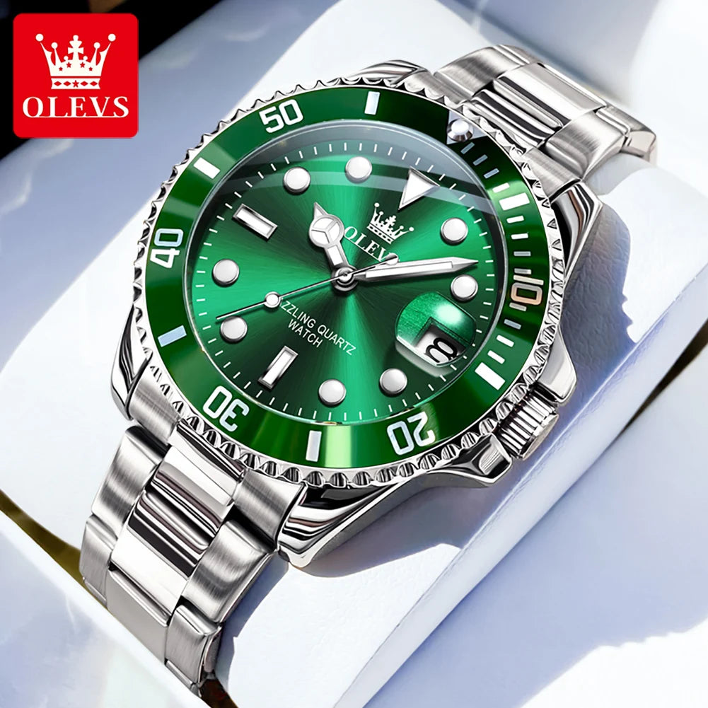 olevs luxury men's quartz waterproof eatch