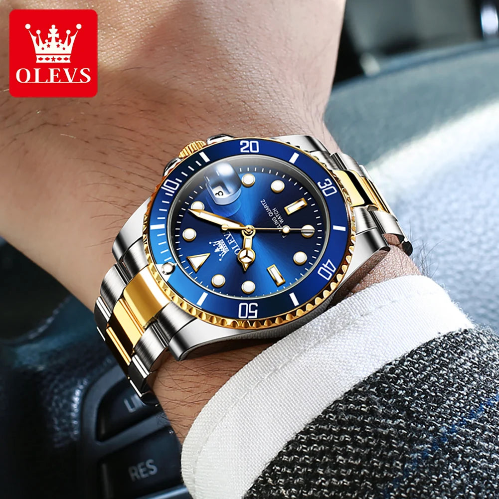 olevs luxury men's quartz waterproof eatch