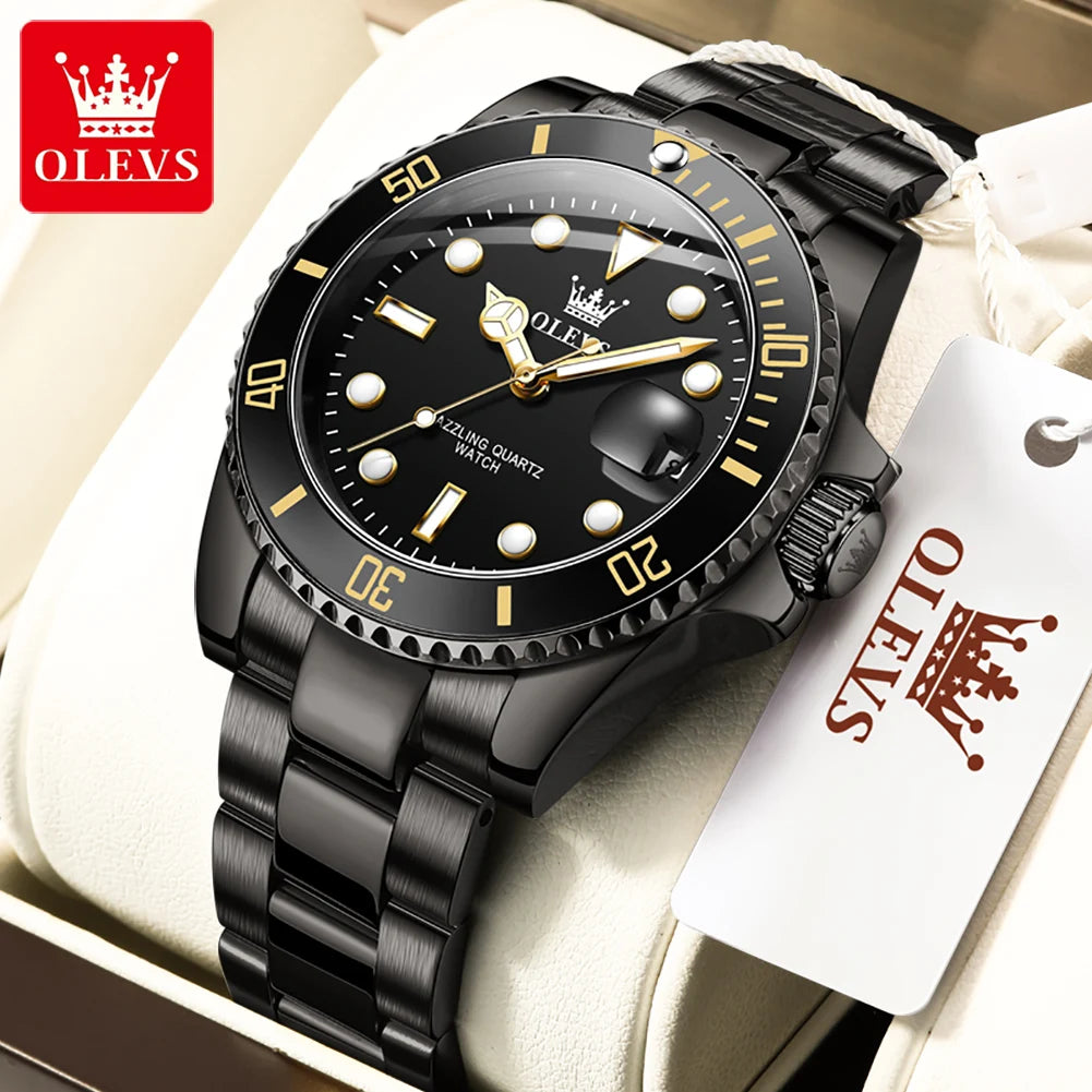 olevs luxury men's quartz waterproof eatch