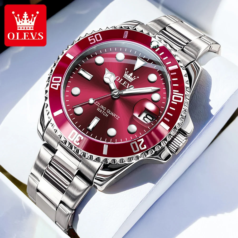 olevs luxury men's quartz waterproof eatch