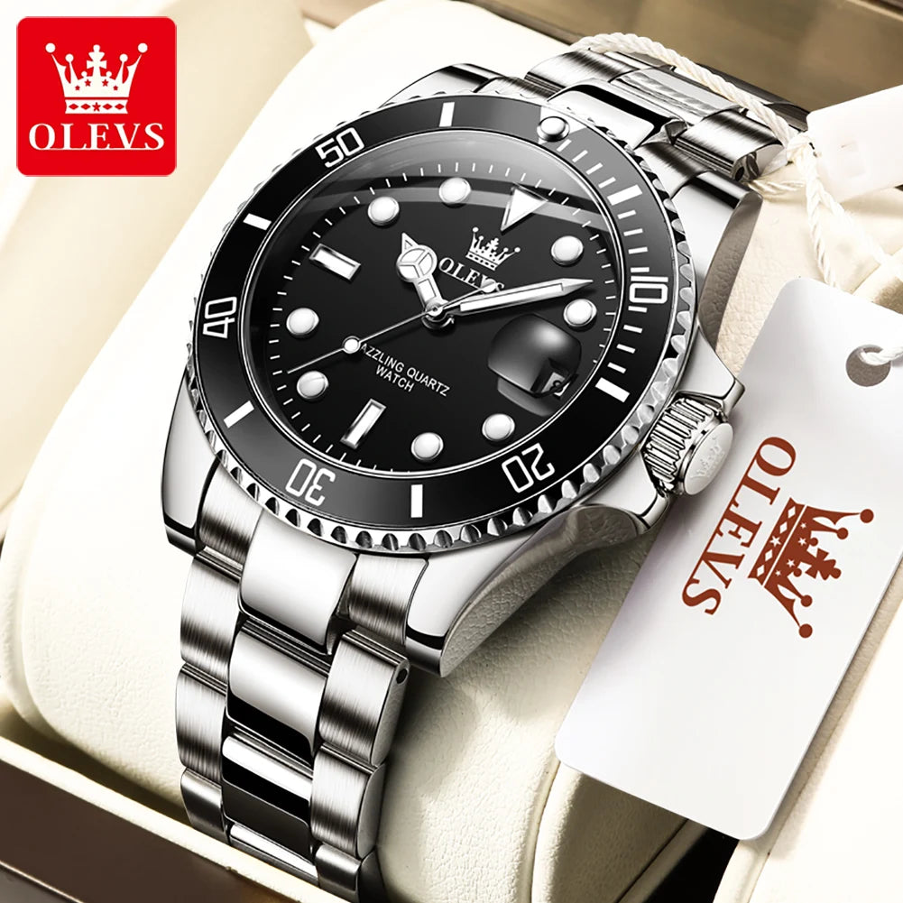 olevs luxury men's quartz waterproof eatch