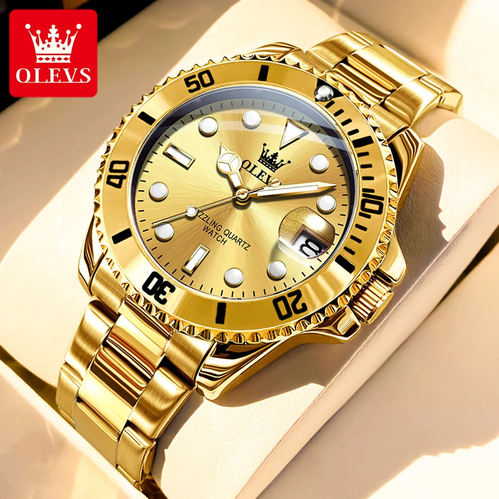 olevs luxury men's quartz waterproof eatch