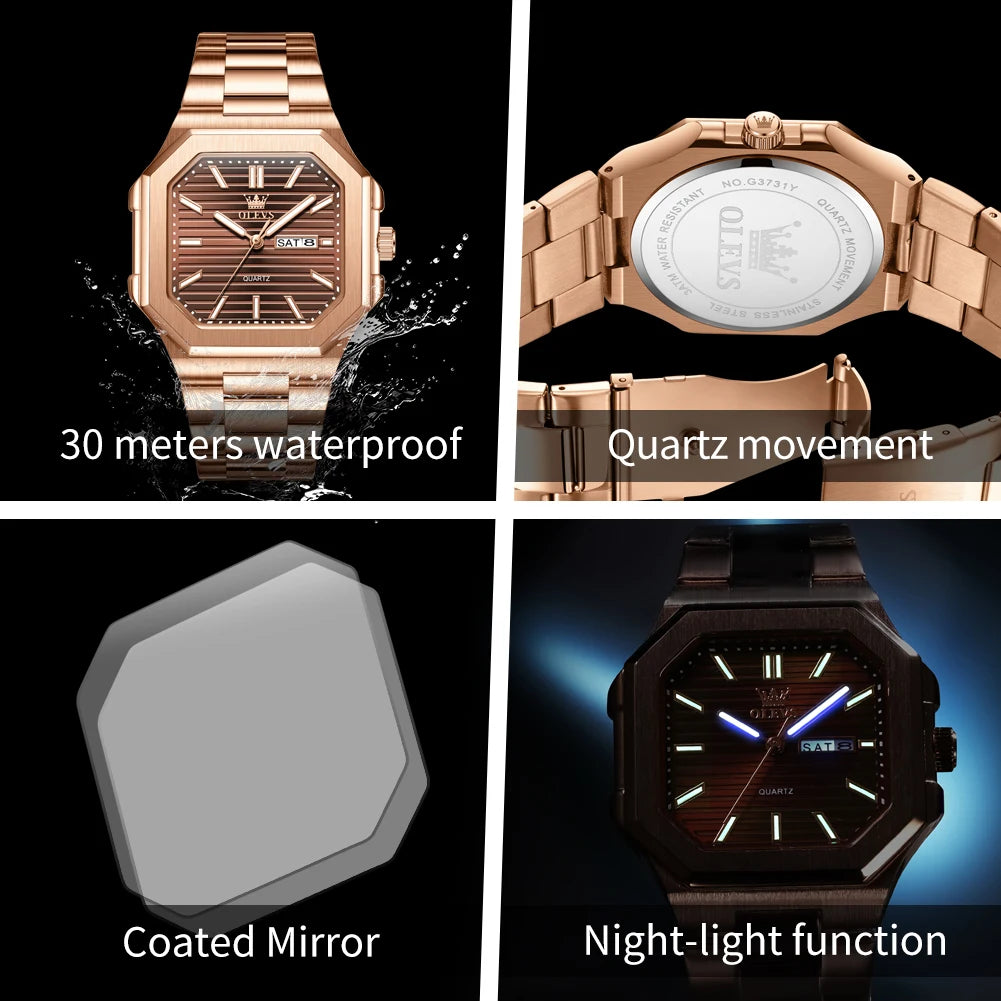OLEVS fashion steel Quartz Men's watch