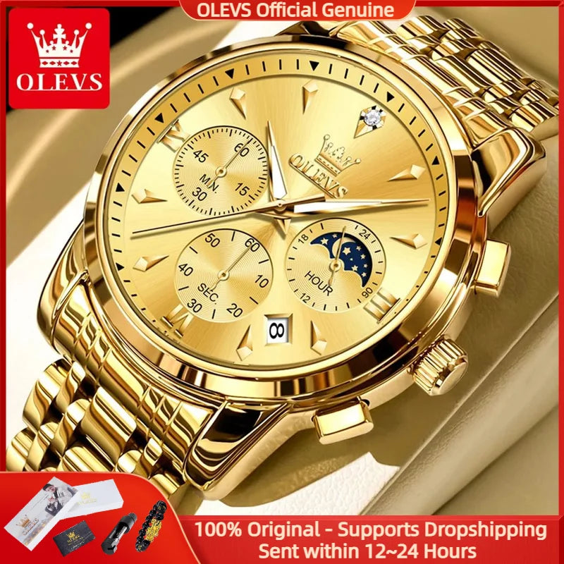 olevs luxury chronograph men's watch