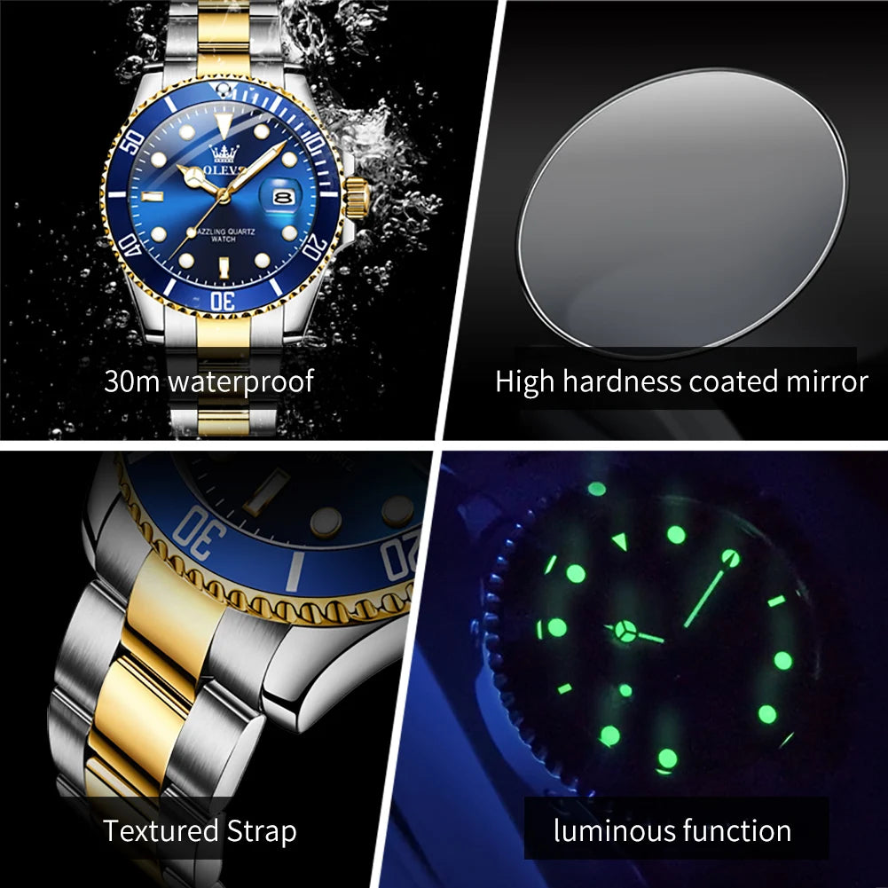 olevs luxury men's quartz waterproof eatch
