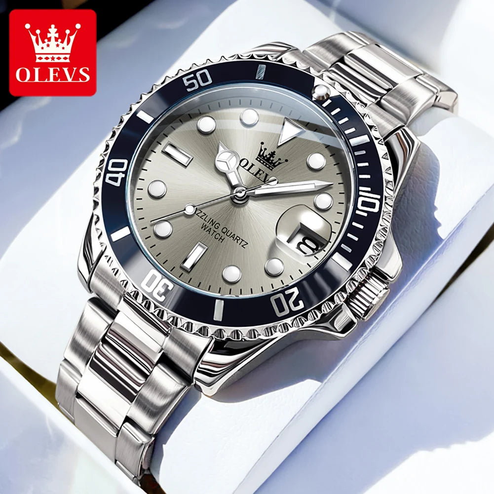 olevs luxury men's quartz waterproof eatch