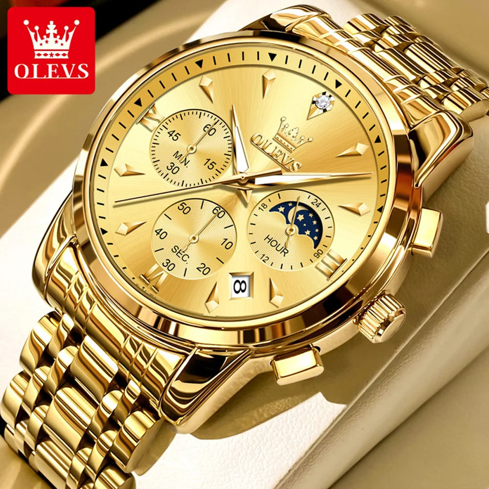 olevs luxury chronograph men's watch