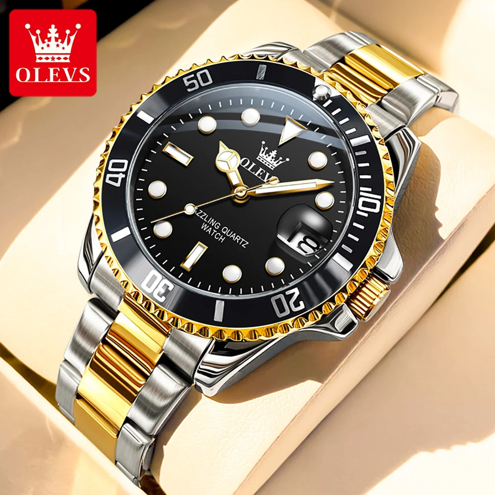 olevs luxury men's quartz waterproof eatch