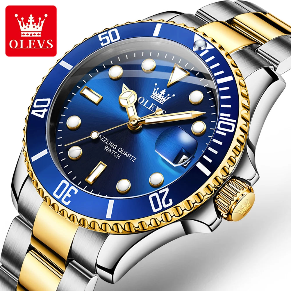 olevs luxury men's quartz waterproof eatch