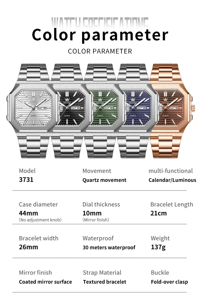 OLEVS fashion steel Quartz Men's watch