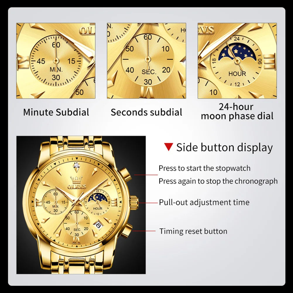 olevs luxury chronograph men's watch