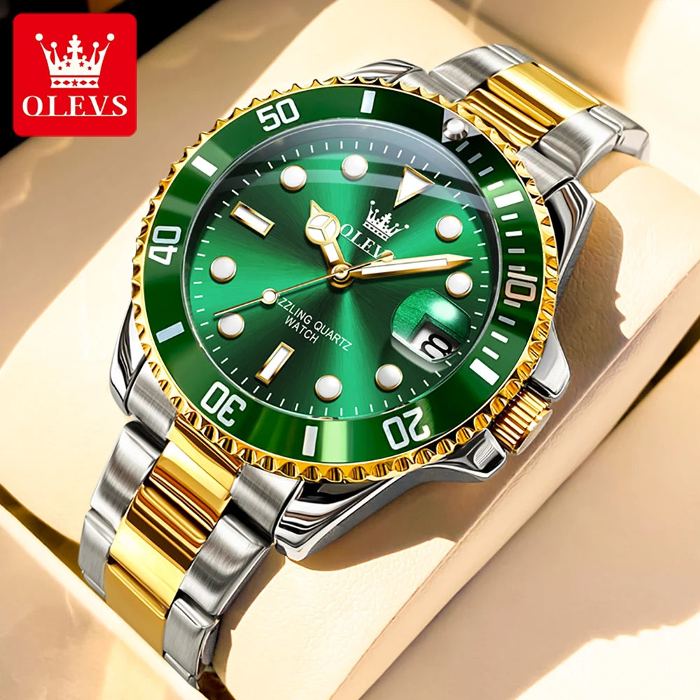 olevs luxury men's quartz waterproof eatch
