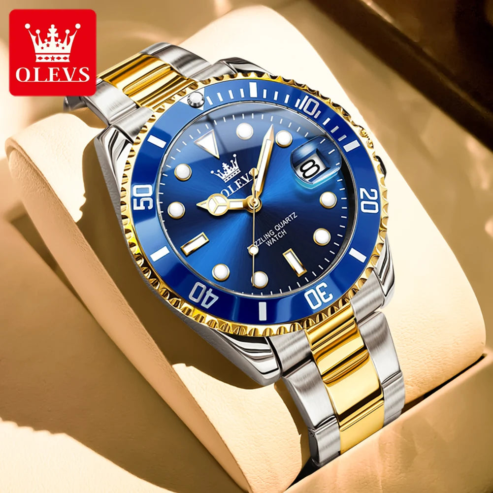olevs luxury men's quartz waterproof eatch